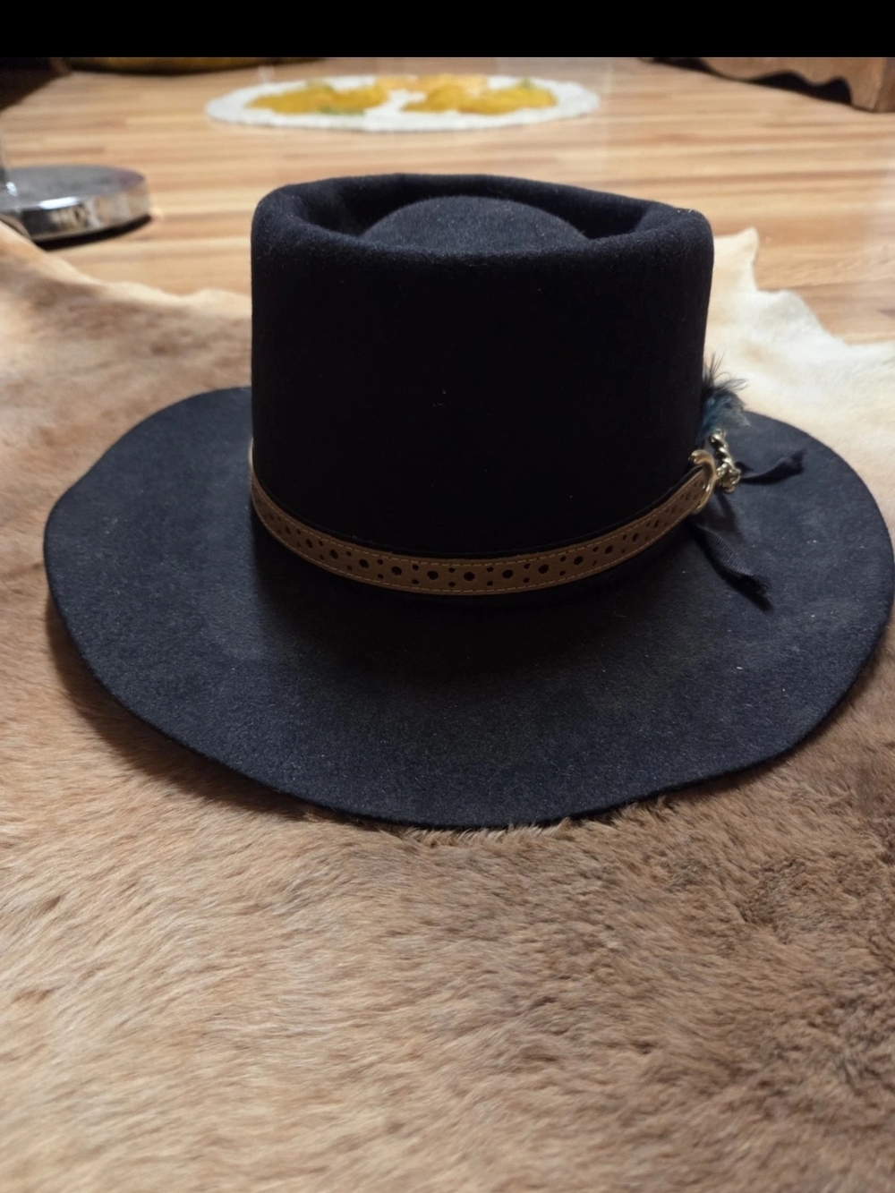 Akubra Imperial Quality Black Fur Felt Hat Size 56 | Wide Brim Flat Crown Vintag